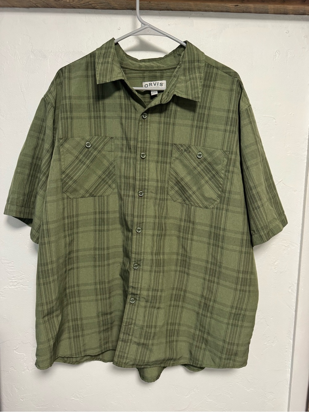 Orvis Green Plaid Short-Sleeve Button-Up Shirt